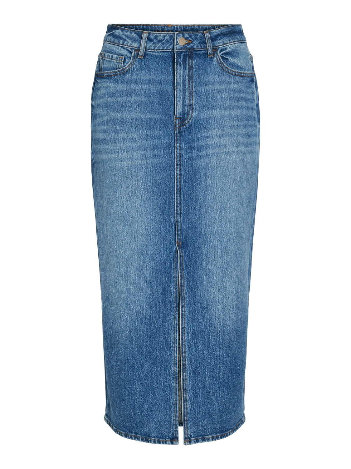 Vijaf HW midi denimnederdel - Medium Blue Denim